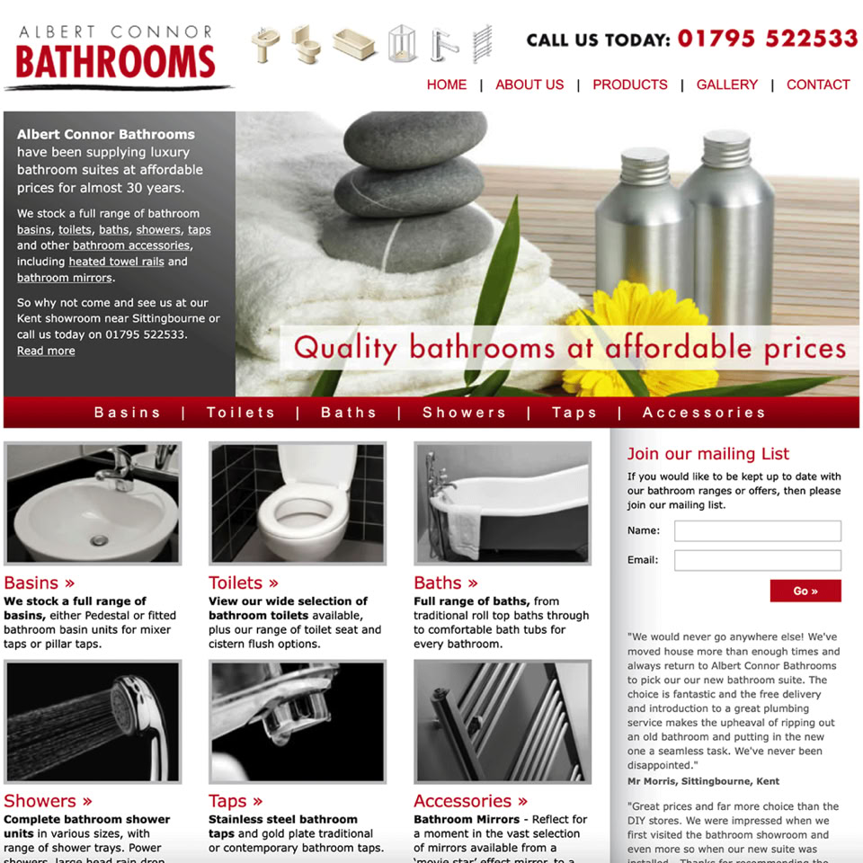 Albert Connor Bathrooms Website